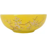 vidaXL Vasque à poser Blanc et Jaune Rond Ø41x14 cm Céramique