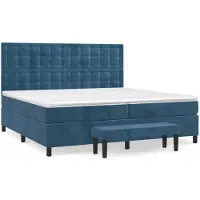 vidaXL Lit boxspring avec matelas bleu foncé 200x200 cm velours