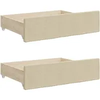 vidaXL Tiroir de lit 2 pcs. Crème Bois composite et tissu