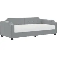 vidaXL Lit de jour avec matelas gris clair 90x200 cm Tissu