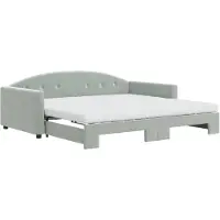 vidaXL Lit de jour extensible avec matelas gris clair 100x200 cm velours