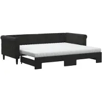 vidaXL Lit de jour extensible avec matelas noir 90x200 cm velours