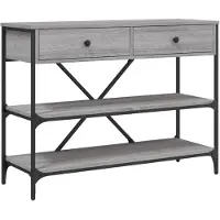 vidaXL Table console avec tiroirs et étagères gris bois d'ingénierie