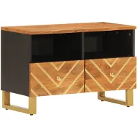 vidaXL Armoire TV marron et noir 70x33,5x46 cm en bois massif de manguier
