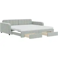 vidaXL Lit de jour extensible avec tiroirs gris clair 100x200 cm velours
