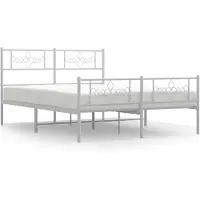 vidaXL Cadre de lit avec tête et pied de lit en métal blanc 120x200 cm