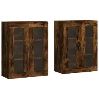vidaXL Armoires murales 2 pcs. Chêne fumé Matériau dérivé du bois