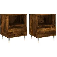 vidaXL Tables de chevet 2 pcs chêne fumé 40x35x50 cm bois ingénierie
