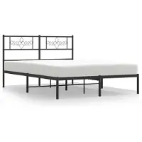 vidaXL Cadre de lit avec tête de lit en métal noir 140x190 cm
