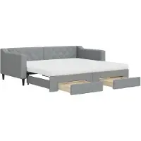 vidaXL Lit de jour extensible avec tiroirs gris clair 90x190 cm Tissu