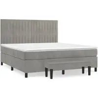 vidaXL Lit boxspring avec matelas gris clair 180x200 cm velours
