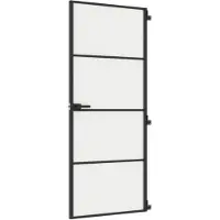 vidaXL Porte intérieure mince noire 83x201,5 cm verre trempé & aluminium