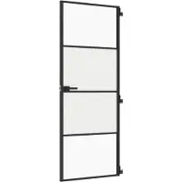 vidaXL Porte intérieure mince noire 76x201,5 cm verre trempé et aluminium