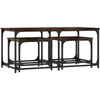 vidaXL Tables d'ensemble 3 pcs. Chêne fumé Bois composite