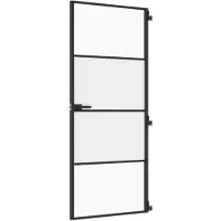 vidaXL Porte intérieure mince noire 83x201,5 cm verre trempé & aluminium
