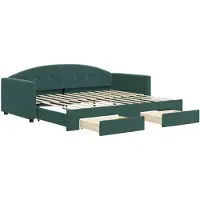 vidaXL Lit de jour extensible avec tiroirs vert foncé 90x200 cm velours