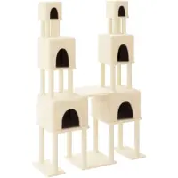 vidaXL Arbre à chat avec colonnes à griffer en sisal Crème 199 cm