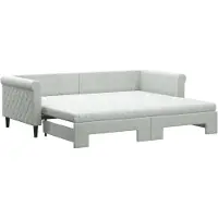 vidaXL Lit de jour extensible avec matelas gris clair 90x200 cm velours