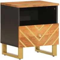 vidaXL Table de chevet marron et noir bois de manguier solide