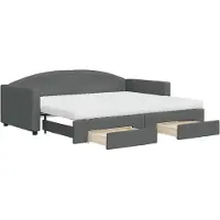 vidaXL Lit de jour extensible avec tiroirs gris foncé 90x200 cm Tissu