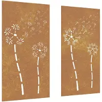 vidaXL Décoration murale de jardin en 2 parties 105x55 cm Design floral en acier corten