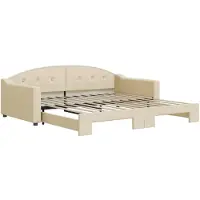 vidaXL Lit de jour extensible Crème 100x200 cm Tissu