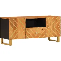 vidaXL Armoire TV marron et noir 105x33,5x46 cm bois massif mangue