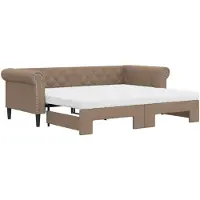 vidaXL Lit de jour extensible avec matelas Marron 90x200 cm Similicuir