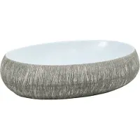 vidaXL Vasque à poser Gris et bleu Ovale 59x40x15 cm Céramique