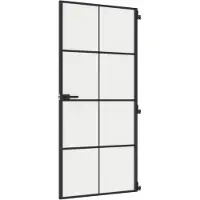 vidaXL Porte intérieure mince noire 93x201,5 cm verre trempé & aluminium