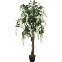 vidaXL Glycine artificielle 840 feuilles 120 cm vert et blanc