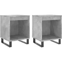 vidaXL Tables de chevet 2 pcs gris béton 40x35x50 cm bois d’ingénierie