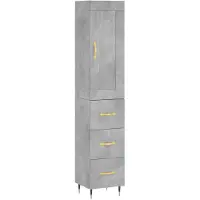vidaXL Highboard gris béton 34,5x34x180 cm Bois composite
