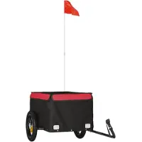 vidaXL Remorque vélo noir et rouge 30 kg de fer