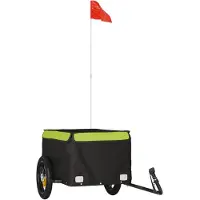 vidaXL Remorque vélo noir et vert 30 kg de fer