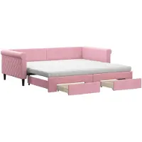 vidaXL Lit de jour extensible avec tiroirs rose 100x200 cm velours