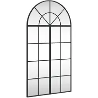 vidaXL Miroir mural noir 60x110 cm bombé fer