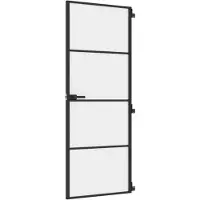 vidaXL Porte intérieure mince noire 76x201,5 cm verre trempé et aluminium