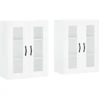 vidaXL Armoires murales 2 pcs. Blanc Bois composite