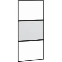 vidaXL Porte coulissante noire 102,5x205 cm verre trempé et aluminium