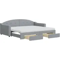 vidaXL Lit de jour extensible avec tiroirs gris clair 90x200 cm Tissu