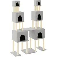 vidaXL Arbre à chat avec colonnes à griffer en sisal gris clair 199 cm