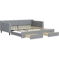 vidaXL Lit de jour extensible avec tiroirs gris clair 100x200 cm Tissu