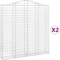vidaXL Gabions avec arc surélevé 2 pcs. 200x30x200/220cm Fer galvanisé