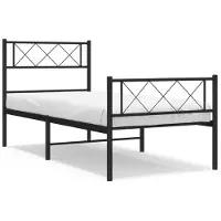 DKD Home Decor Cadre de lit avec tête et pied de lit en métal noir 100x200 cm