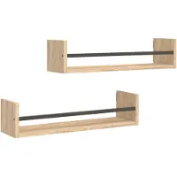 vidaXL Étagères murales avec barres 2 pcs chêne sonoma 60x16x14 cm