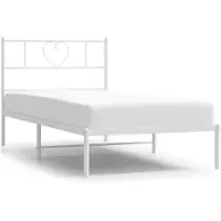 vidaXL Cadre de lit avec tête de lit en métal blanc 100x200 cm