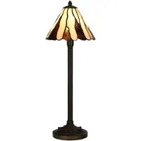 LumiLamp Lampe de table Tiffany Ø 20x60 cm Beige Marron Verre