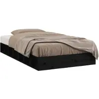 vidaXL Lit en bois massif noir 75x190 cm