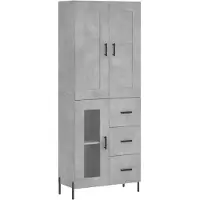 vidaXL Highboard gris béton 69,5x34x180 cm Bois composite